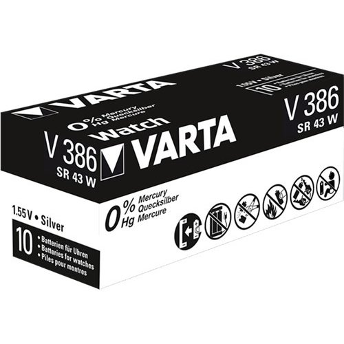 Varta SR43 (V386)<br>Silberoxid-Zink-Knopfzelle, 1,55 V Uhrenbatterie