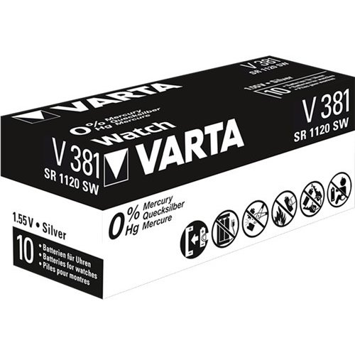 Varta SR55 (V381)<br>Silberoxid-Zink-Knopfzelle, 1,55 V Uhrenbatterie