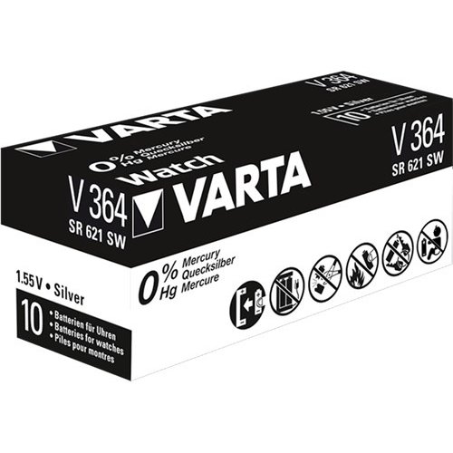 Varta SR60 (V364)<br>Silberoxid-Zink-Knopfzelle, 1,55 V Uhrenbatterie