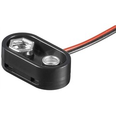 1x 9V Block Batteriehalter<br>lose Kabelenden, wasserabweisend