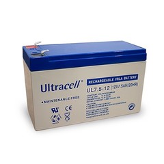 Ultracell Bleiakku 12 V, 7,5 Ah (UL7.5-12)<br>Faston (4,8 mm) Bleiakku