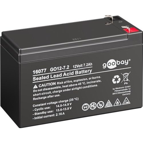 GO12-7.2 (7200 mAh, 12 V)<br>Faston (4,8 mm) Bleiakku