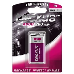 Tecxus 9V Block/6HR61 - 280 mAh<br>Nickel-Metallhydrid Akku (NiMH), 9 V