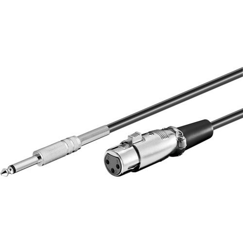 Mikrofonanschlusskabel<br>XLR-Buchse (3-Pin) > Klinke 6,35 mm Stecker (2-Pin, mono) 6M