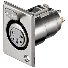 Mikrofon-Einbaubuchse, 5 Pin<br>mit Verriegelung und vergoldeten Kontakten