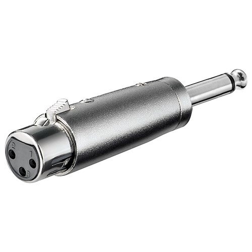 XLR Adapter, AUX Klinke 6,35 mm mono Stecker zu XLR Buchse<br>XLR-Buchse (3-Pin) > Klinke 6,35 mm Stecker (2-Pin, mono)