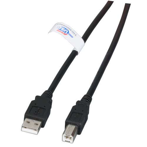 USB2.0 Anschlusskabel A-B, St.-St., 3,0m, schwarz, LSZH 3M