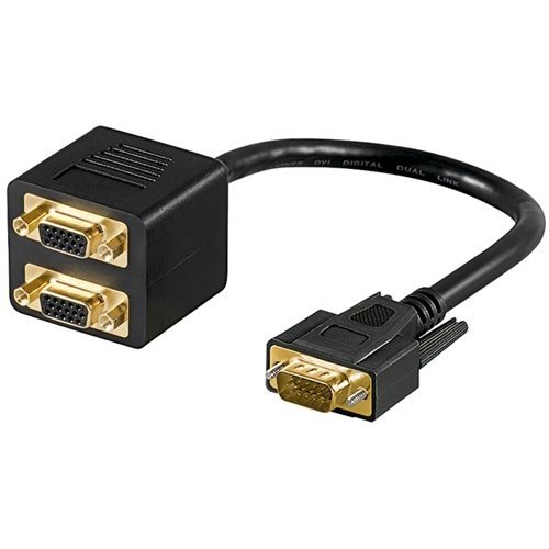 VGA Adapterkabel, vergoldet<br>VGA-Stecker (15-polig) > 2x VGA-Buchse (15-polig)