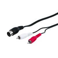 Audio Kabeladapter, DIN-Stecker zu stereo Cinch-Stecker<br>DIN-Stecker 180° (5-Pin) > 2x Cinch-Stecker (Audio links/rechts) 1.5M