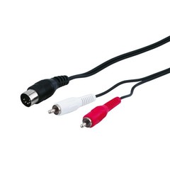 Audio Kabeladapter, DIN-Stecker zu stereo Cinch-Stecker<br>DIN-Stecker 180° (5-Pin) > 2x Cinch-Stecker (Audio links/rechts) 1.5M