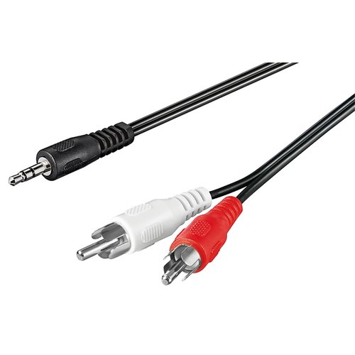 Audio Adapterkabel AUX, 3,5 mm Klinke zu stereo Cinch-Stecker<br>Klinke 3,5 mm Stecker (3-Pin, stereo) > 2x Cinch-Stecker (Audio links/rechts) 0.5M