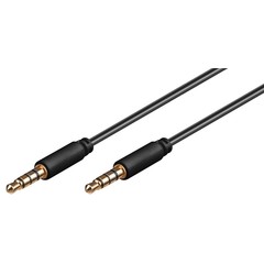 Audio Verbindungskabel AUX, 3,5 mm stereo 4-pol., slim, CU<br>Klinke 3,5 mm Stecker (4-Pin, stereo) > Klinke 3,5 mm Stecker (4-Pin, stereo) 1.5M