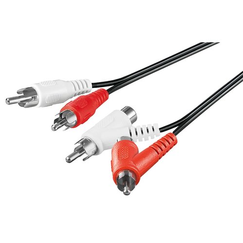 Stereo Verbindungskabel, Cinch mit Durchleitung<br>2x Cinch-Stecker > 2x Cinch-Stecker/Buchse 1.5M