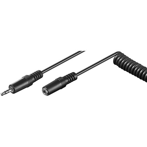 Kopfhörerverlängerung 3,5 mm, Spiralkabel<br>Klinke 3,5 mm Stecker (3-Pin, stereo) > Klinke 3,5 mm Buchse (3-Pin, stereo)