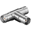 BNC-Kupplung > 2 x BNC-Kupplung<br>T-Adapter mit Goldkontakten