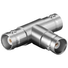 BNC-Kupplung > 2 x BNC-Kupplung<br>T-Adapter mit Goldkontakten