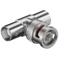 BNC-Stecker > 2 x BNC-Kupplung<br>T-Adapter, mit Goldkontakten