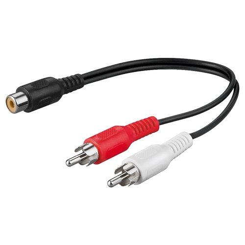 Audio Y Kabeladapter, stereo Cinch-Stecker zu Cinch-Buchse<br>Cinch-Buchse > 2x Cinch-Stecker (Audio links/rechts) 0.2M