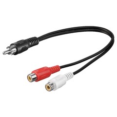 Audio Y Kabeladapter, Cinch-Stecker zu stereo Cinch-Buchse<br>Cinch-Stecker > 2x Cinch-Buchse (Audio links/rechts) 0.2M