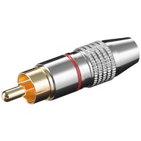 Cinch Stecker<br>Metallausführung mit vergoldeten Kontakten