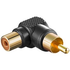 Cinch Adapter 90°, Schwarz<br>Cinch-Buchse > Cinch-Stecker
