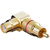 Cinch Adapter 90°, Goldausführung, Rot<br>Cinch-Buchse > Cinch-Stecker
