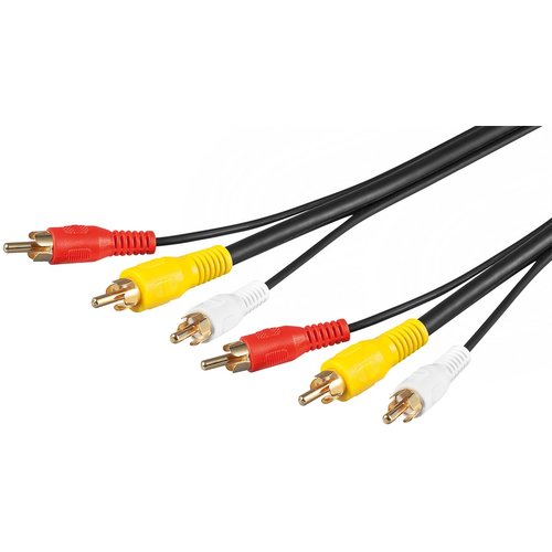 Composite Audio Video Anschlusskabel, 3x Cinch mit RG59 Videoleitung<br>3x Cinch-Stecker > 3x Cinch-Stecker 10m