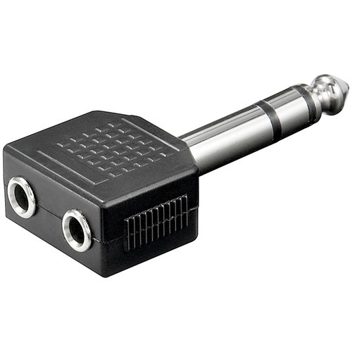 Kopfhörer Adapter AUX Klinke, 6,35 mm zu 2x 3,5 mm<br>Klinke 6,35 mm Stecker (3-Pin, stereo) > 2x Klinke 3,5 mm Buchse (3-Pin, stereo)