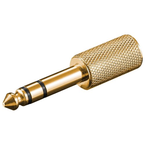 Kopfhörer Adapter, AUX Klinke 6,35 mm zu 3,5 mm, Goldausführung<br>Klinke 6,35 mm Stecker (3-Pin, stereo) > Klinke 3,5 mm Buchse (3-Pin, stereo)