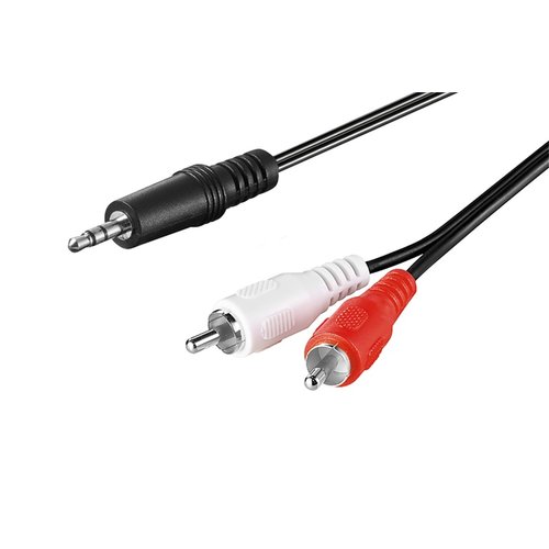 Audio Adapterkabel AUX, 3,5 mm Klinke zu stereo Cinch-Stecker, CU<br>Klinke 3,5 mm Stecker (3-Pin, stereo) > 2x Cinch-Stecker (Audio links/rechts) 1.5m