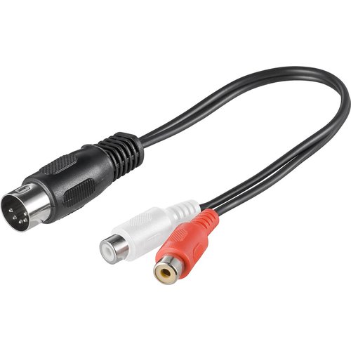 Audio Kabeladapter, DIN-Stecker zu stereo Cinch-Buchse<br>DIN-Stecker 180° (5-Pin) > 2x Cinch-Buchse (Audio links/rechts) 0.2m