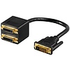 DVI Adapterkabel, vergoldet<br>DVI-D-Stecker Dual-Link (24+1 pin) > 2x DVI-D-Buchse Dual-Link (24+1 Pin) 0.1m