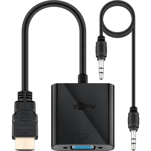 HDMI™/VGA Adapter, vernickelt<br>HDMI™-Stecker (Typ A) > VGA-Buchse (15-polig)