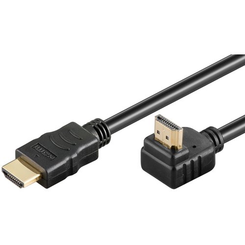 High Speed HDMI™ Kabel mit Ethernet, vergoldet<br>HDMI™-Stecker (Typ A) > HDMI™-Stecker (Typ A) 90° 1m