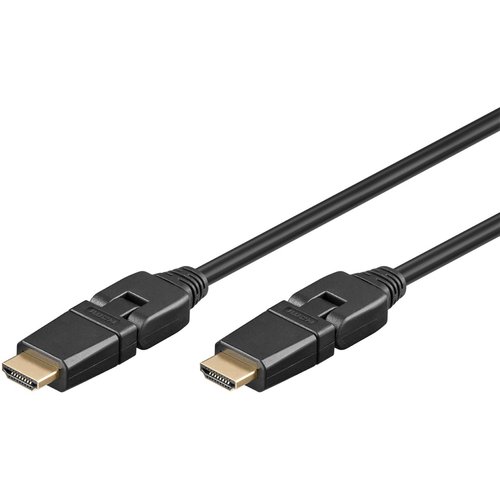 High Speed HDMI™ Kabel mit Ethernet, vergoldet<br>HDMI™-Stecker (Typ A) > HDMI™-Stecker (Typ A), 360° drehbar 2m
