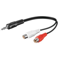 Audio Kabeladapter 3,5 mm, Stecker zu stereo Cinch Buchse<br>Klinke 3,5 mm Stecker (3-Pin, stereo) > 2x Cinch-Buchse (Audio links/rechts)