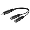 Audio Y Kabeladapter 3,5 mm, 1x Stecker 2x Buchse mono<br>Klinke 3,5 mm Stecker (3-Pin, stereo) > 2x Klinke 3,5 mm Buchse (2-Pin, mono)