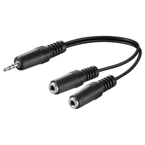 Audio Y Kabeladapter 3,5 mm, 1x Stecker 2x Buchse mono<br>Klinke 3,5 mm Stecker (3-Pin, stereo) > 2x Klinke 3,5 mm Buchse (2-Pin, mono)