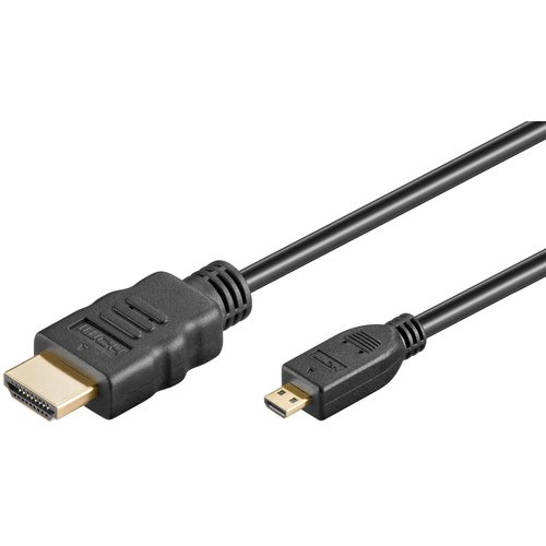 High Speed HDMI™ Kabel mit Ethernet, vergoldet<br>HDMI™-Stecker (Typ A) > HDMI™ Micro-Stecker (Typ D) 1m