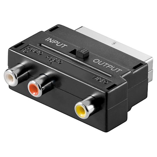 Scart zu Composite Audio Video Adapter, IN/OUT<br>Scartstecker (21-Pin) > 3x Cinch-Buchse