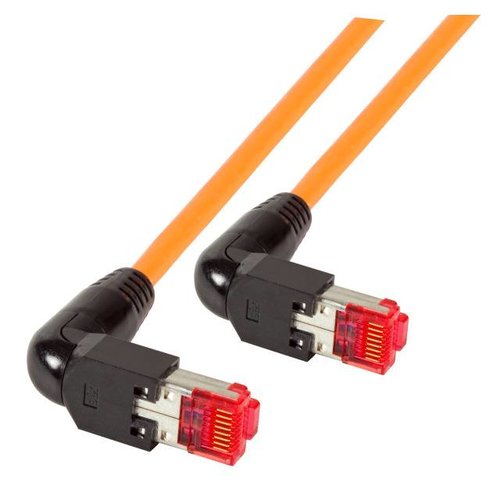 Patchkab.2xRJ45 90° 1:1,orange 0,5m