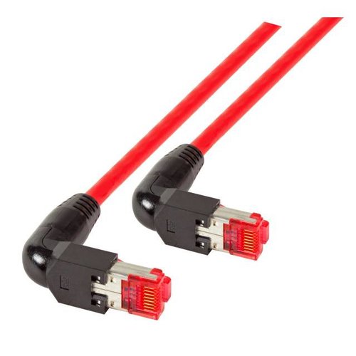 Patchkab.2xRJ45 90° 1:1, rot 0,5m