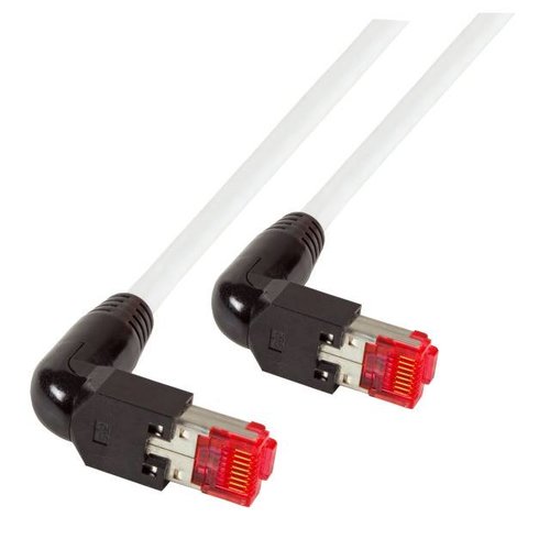 Patchkab.2xRJ45 90° 1:1, weiss 10m