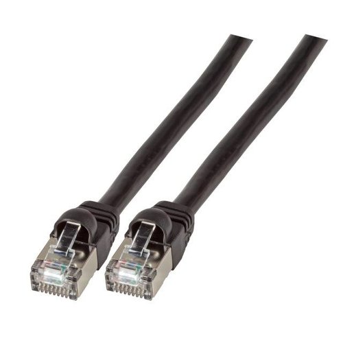 VOIP-Patchkabel, S/FTP, Cat.6 1.0m schw,PVC, kurzeTülle, UL