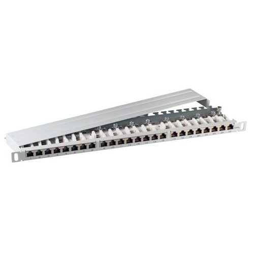 Patchpanel 24xRJ45 1HE Cat.6A, RAL7035 grau