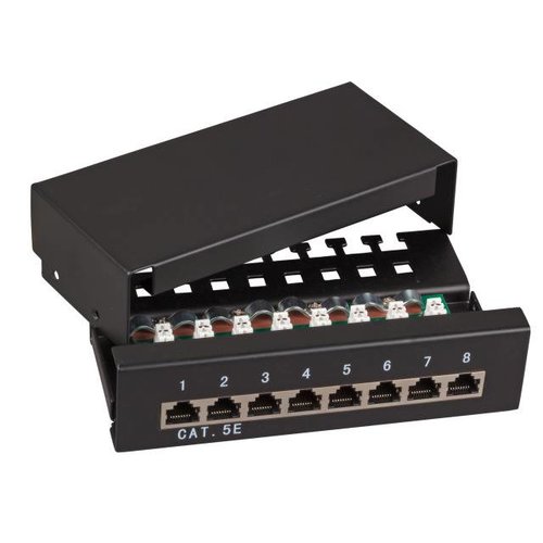 Mini-Patchpanel 8xRJ45S Cat.5e RAL7035