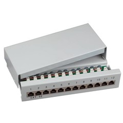 Mini-Patchp. 12xRJ45S Cat.5e RAL7035