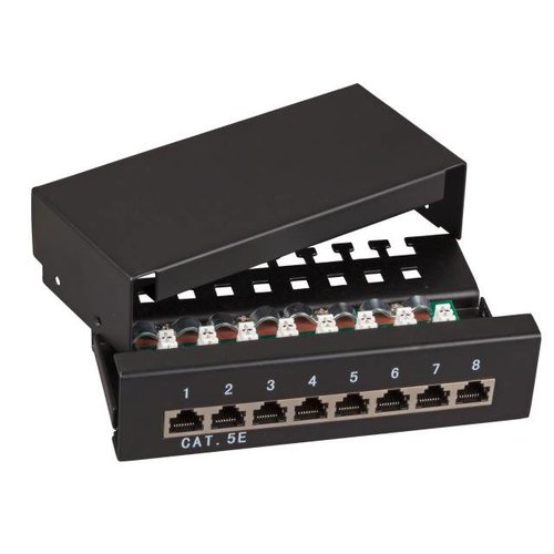 Mini-Patchpanel 8xRJ45S Cat.5e RAL9005