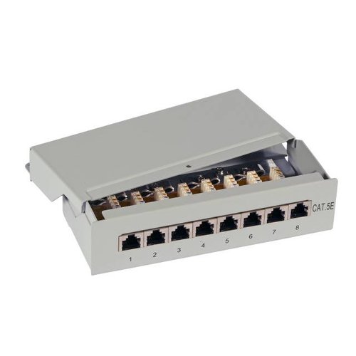 Mini-Patchp. 12xRJ45S Cat.5e RAL9005