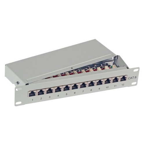 Patchp. 12port 10"/1HE Cat.6 RAL7035